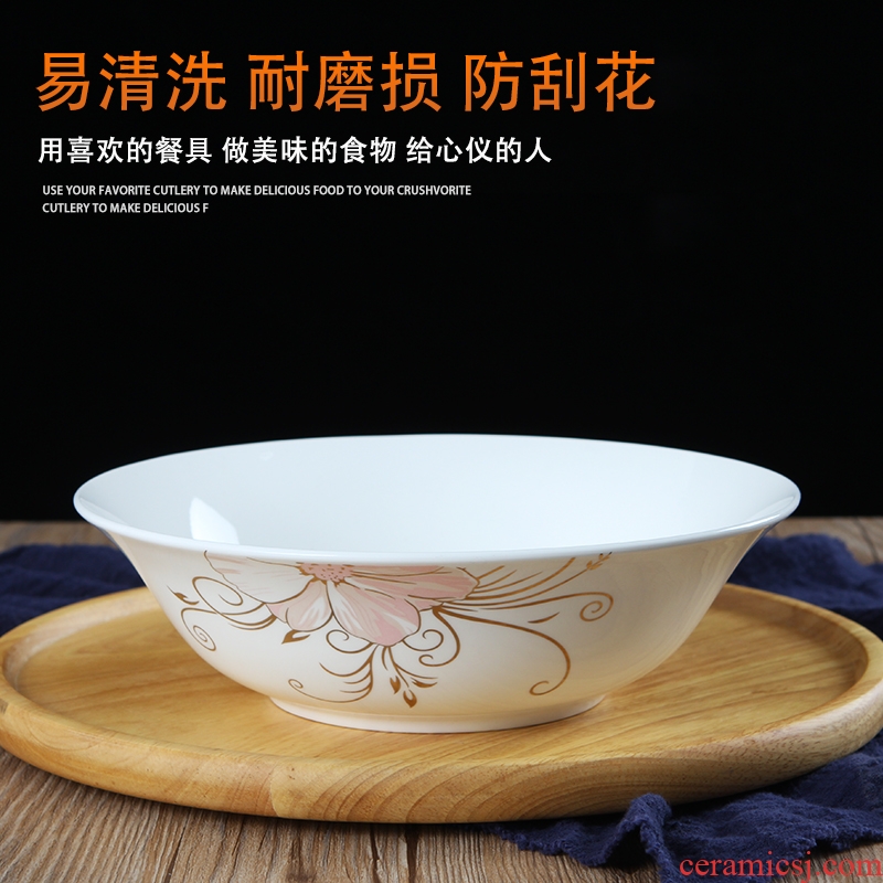 Jingdezhen ceramic household bowl bone China 9 inches large noodles soup bowl creative jobs microwave Korean dishes