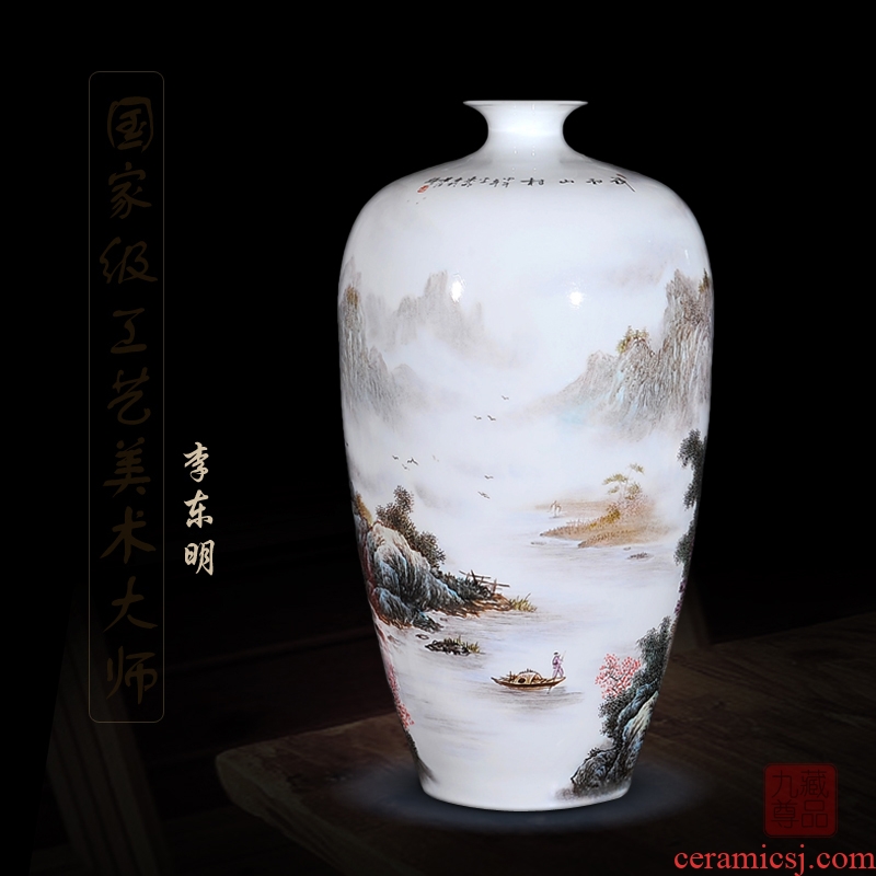 Jingdezhen ceramics dong-ming li hand-painted enamel vase and peaceful village household act the role ofing is tasted handicraft furnishing articles