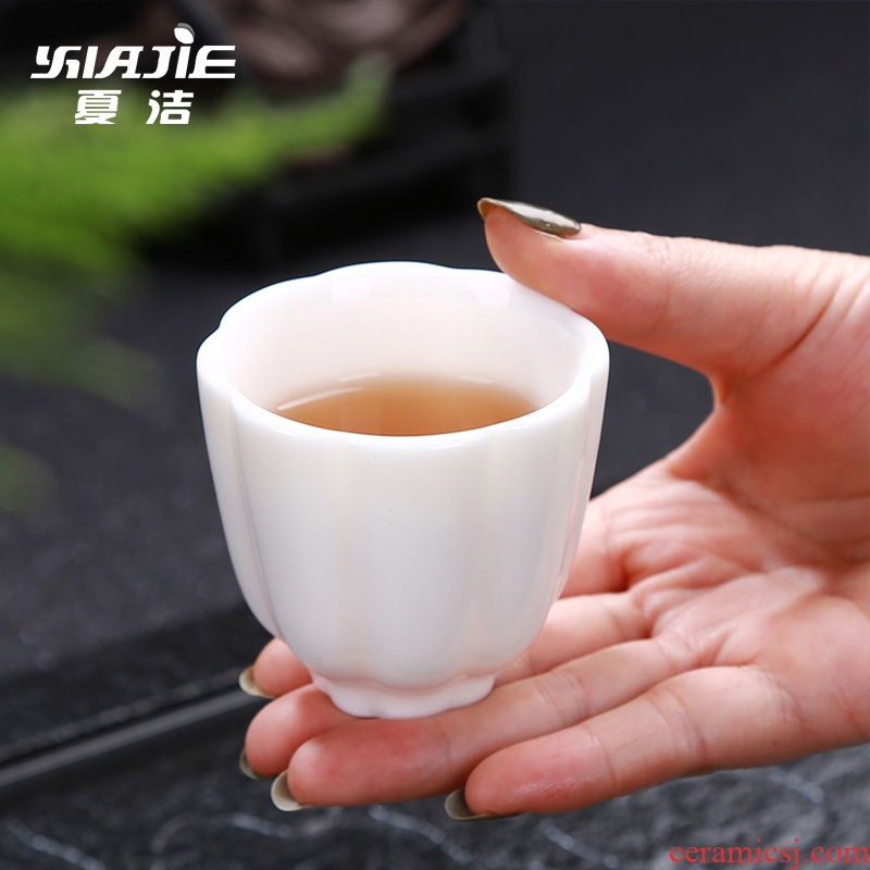 Four-walled yard suet jade small sample tea cup kung fu tea cups suit household ceramic masters cup bowl white porcelain