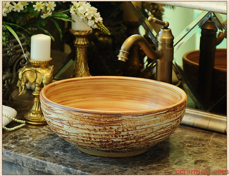 Jingdezhen ceramic artists stage basin carved archaize ceramic basin toilet lavabo circular thickening