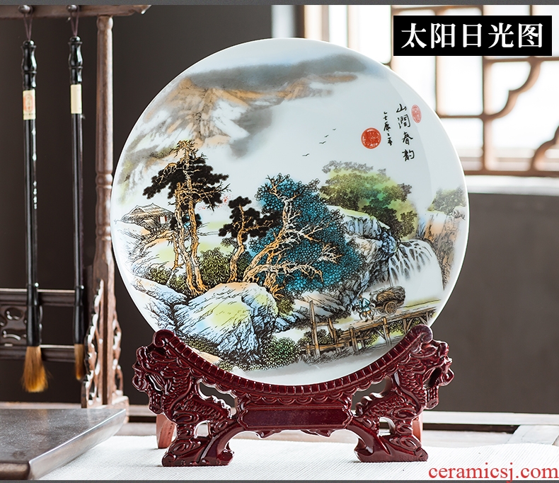 Jingdezhen ceramics furnishing articles household decorations hanging dish sitting room ark landscape decoration plate of Chinese arts and crafts