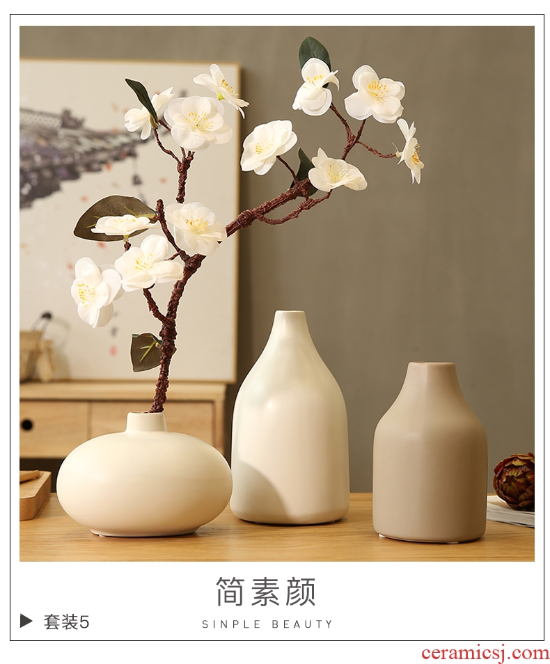 Japanese zen household act the role ofing is tasted handmade flower adornment place black and white ceramic vases, three-piece suit blossoms