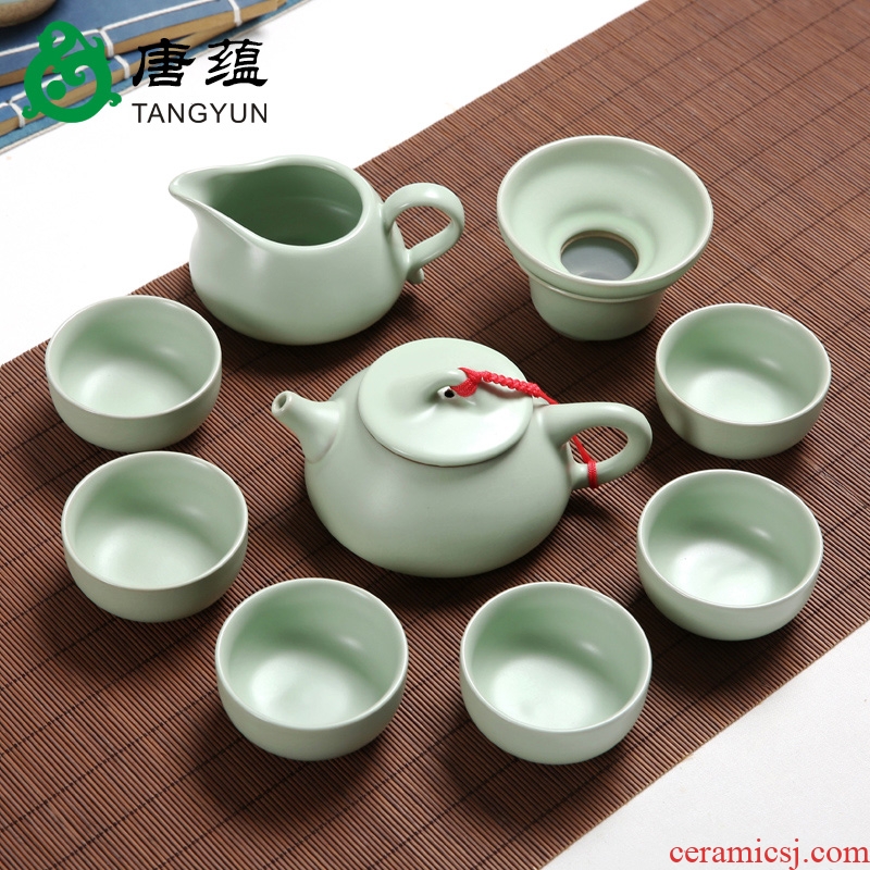 Your kiln tang yun tea set suit household azure start your porcelain ceramic tureen of a complete set of tea cups the teapot tea ceremony