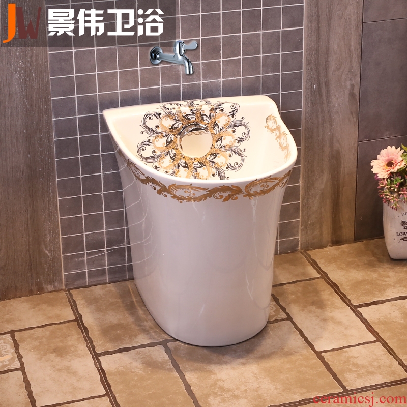 JingWei european-style balcony mop pool toilet basin household mop pool large floor mop mop ceramic mop pool