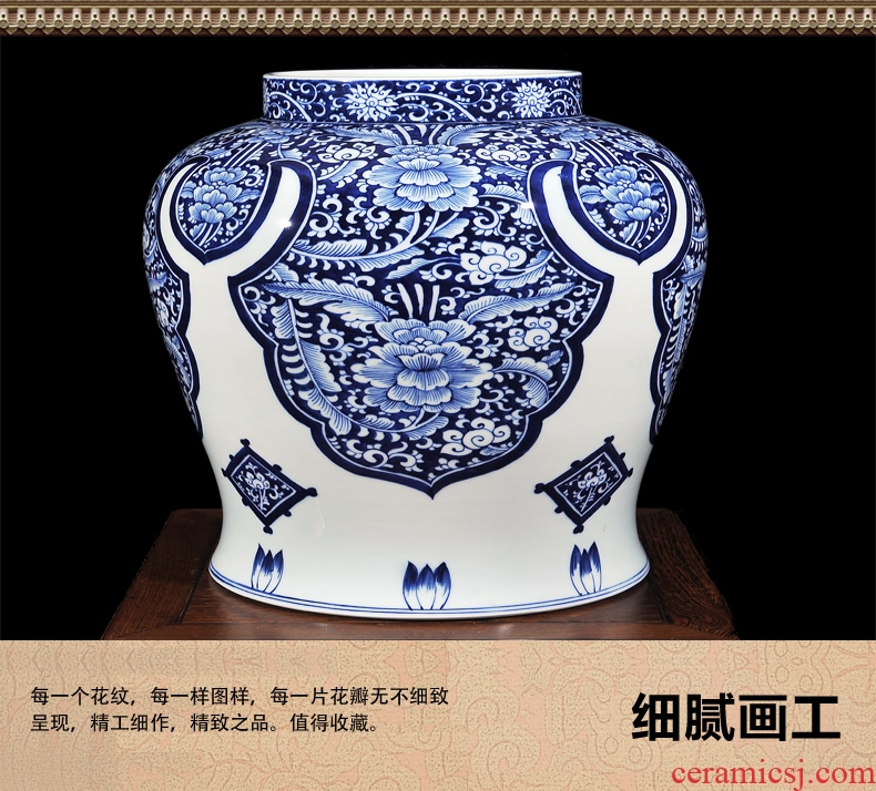 Copy a blue-and-white yuan and Ming LuLianSheng jingdezhen ceramics with cover general tank craft ornaments TV ark furnishing articles
