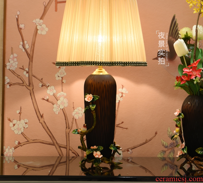 Europe type colored enamel lamp bedroom berth lamp study American vintage French romantic villa decoration ceramic lamp