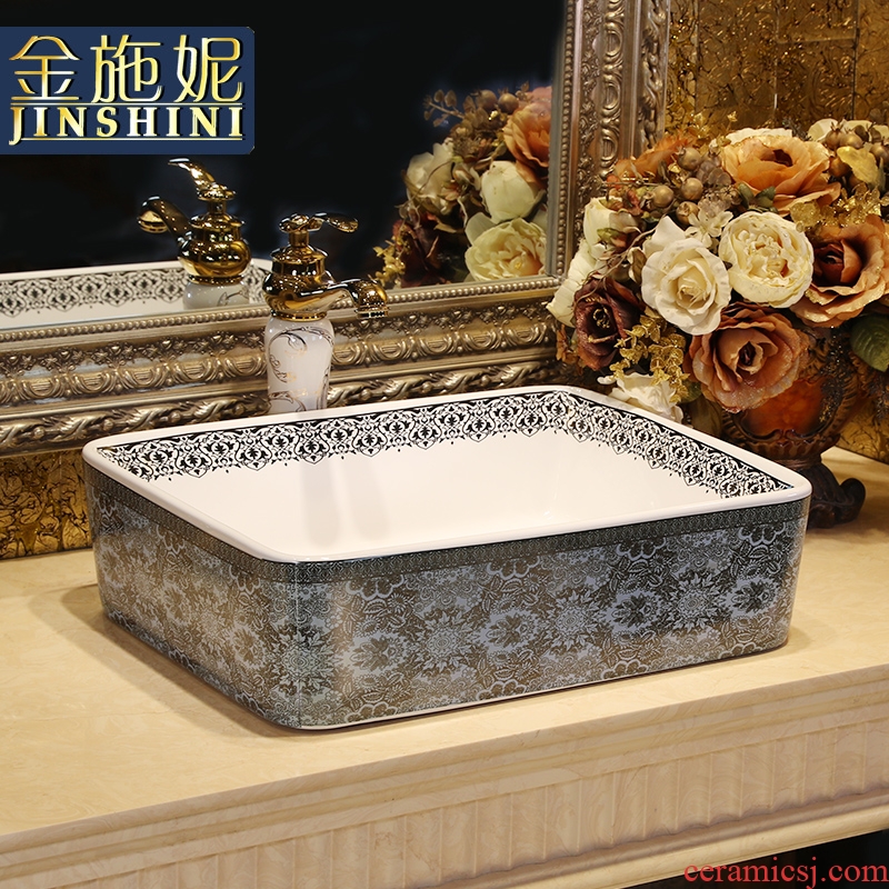 Gold cellnique jingdezhen ceramic sanitary ware art stage basin sink basin European lavatory gold renee