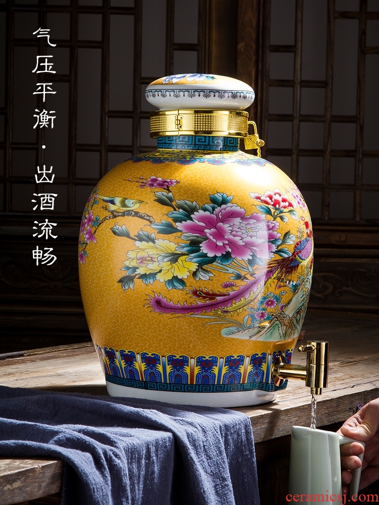 Archaize sealed bottle wine jar of jingdezhen ceramic household liquor with leading 10 jins hip bubble it