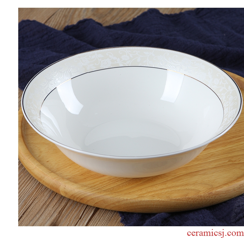 Jingdezhen ceramic household bowl bone China 9 inches large noodles soup bowl creative jobs microwave Korean dishes