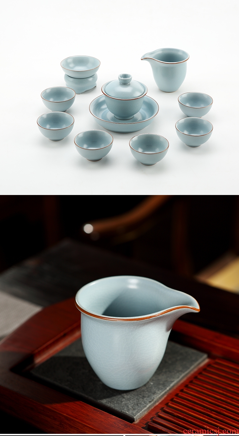 DH jingdezhen tea set household contracted kung fu tea set celadon glass teapot archaize your kiln tea set