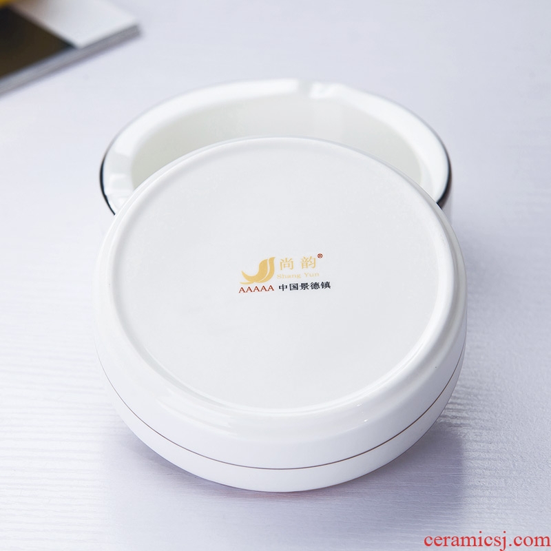 Jingdezhen porcelain white bone China hand paint practical ashtray ashtray home daily creative personality