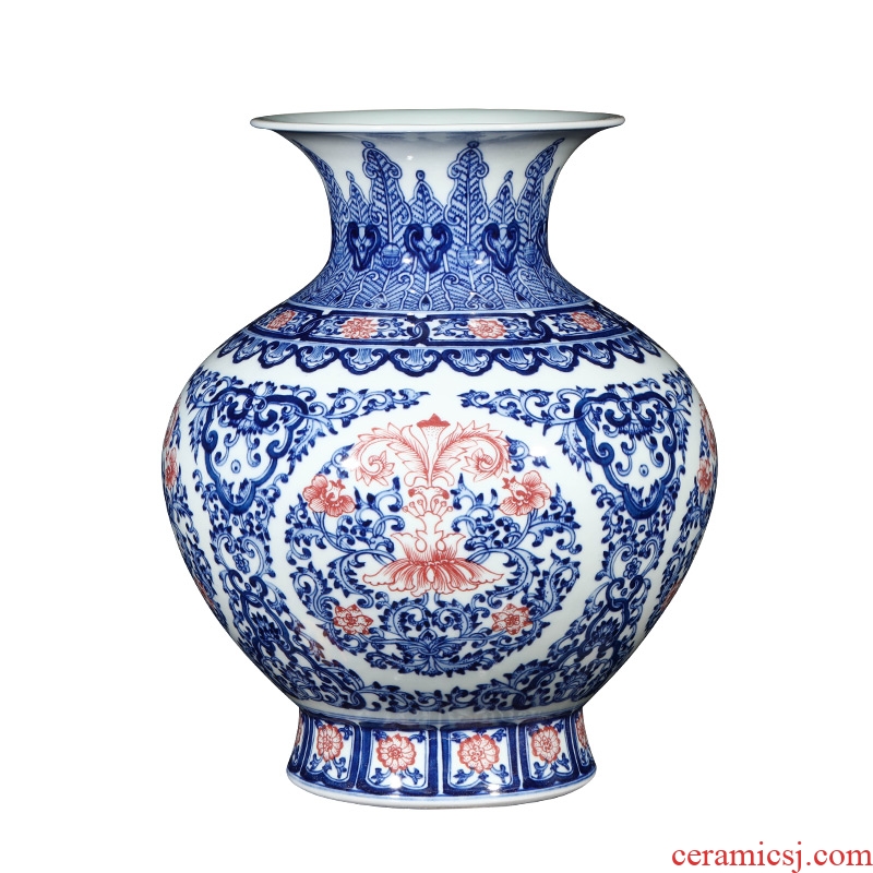 Jingdezhen ceramics antique hand-painted furnishing articles new Chinese blue and white porcelain vase sitting room porch home decoration