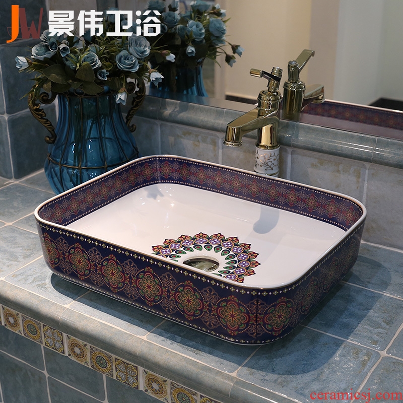 The sink basin sinks art on the square ceramic Europe type toilet of wash basin basin purple orchid emotional appeal