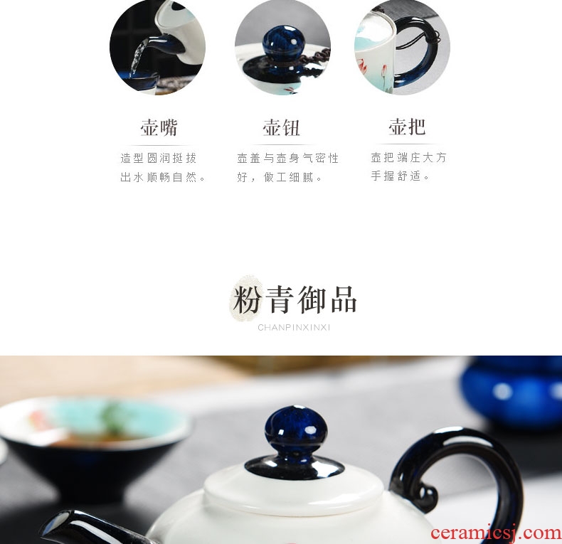 Kung fu imperial springs hand-painted lotus little teapot ceramic household utensils pure manual single pot teapot