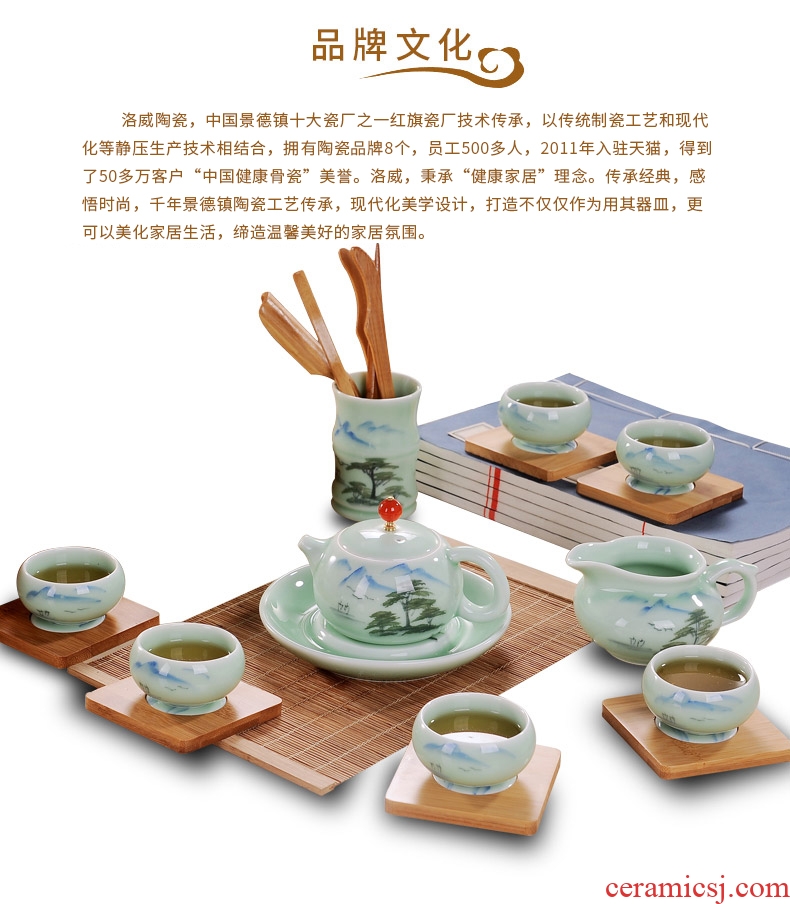 Kung fu tea set suit household Chinese hand-painted jingdezhen ceramic tea office six cups of a complete set of tea sets