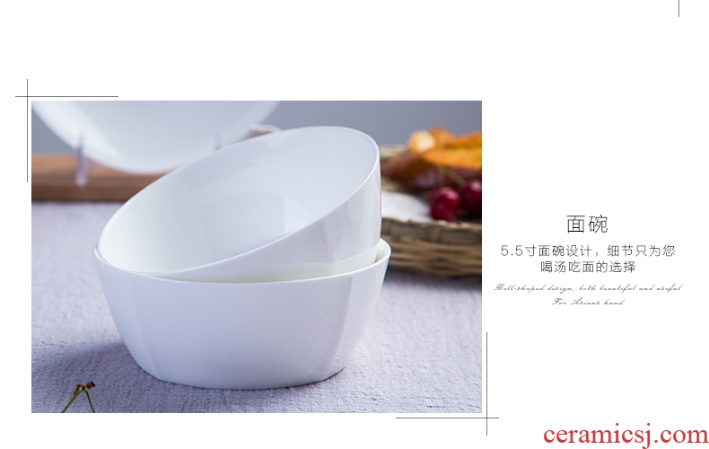 With 24 square head set tableware jingdezhen pure white bone China western-style dishes dishes mailed home to pack