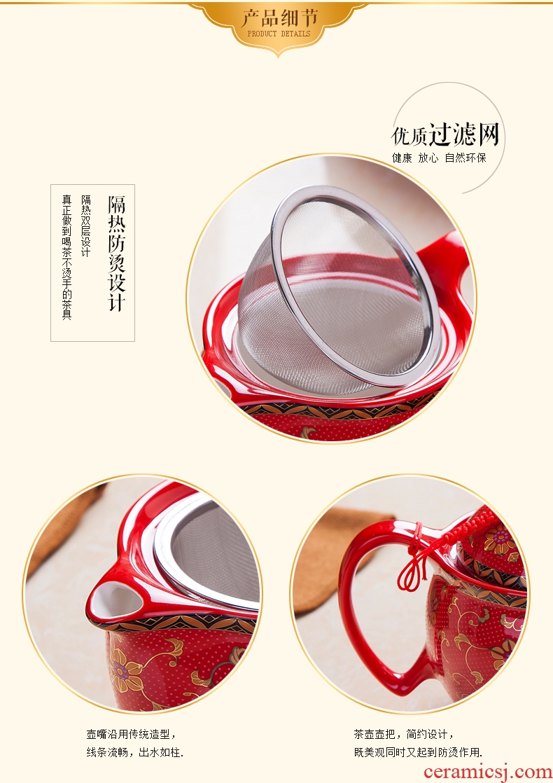 Married kung fu tea set suit wedding Chinese style household contracted jingdezhen ceramic teapot tea tray of a complete set of cups