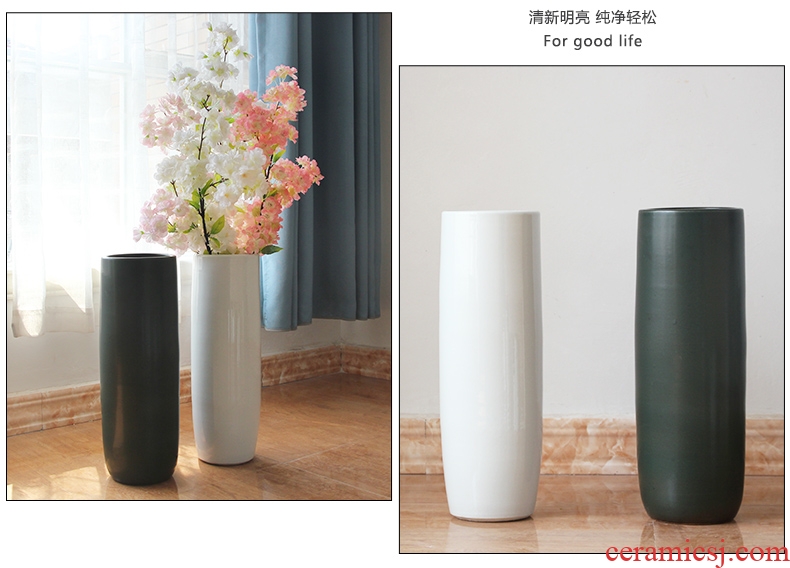 Nordic Jane the contemporary and contracted household hotel decoration white ceramic floor vases, decorative furnishing articles