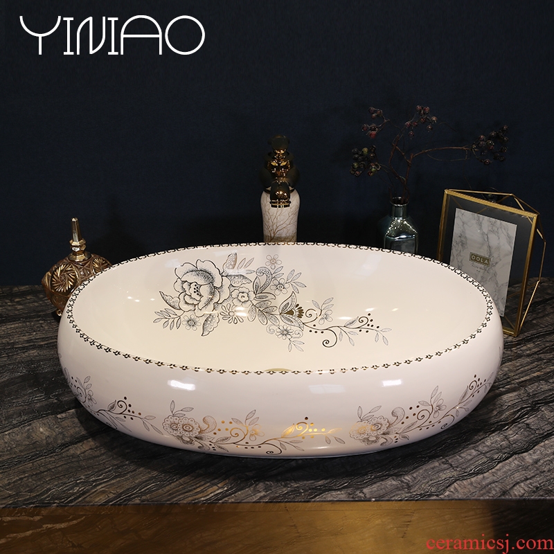 European art stage basin oval American ceramic lavatory sink jingdezhen hand washing dish basin on stage