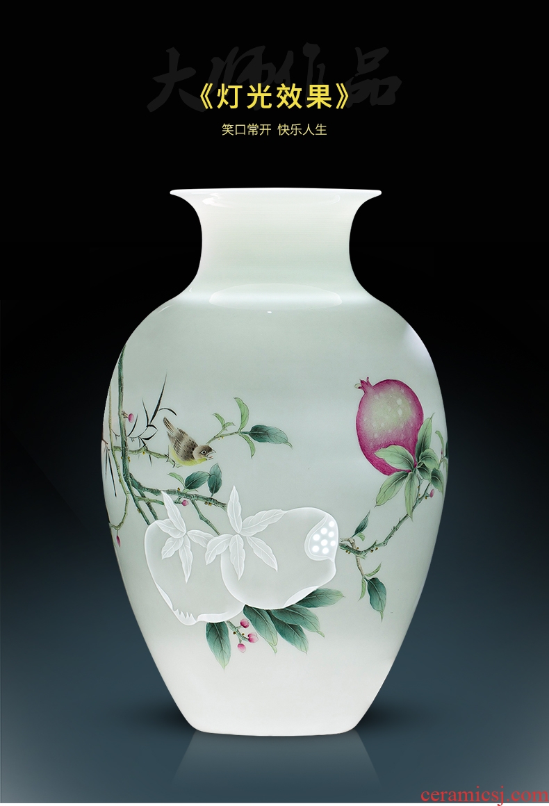 Jingdezhen ceramic vase famous hand-painted Chinese pomegranate thin foetus and exquisite furnishing articles home sitting room adornment flower arrangement