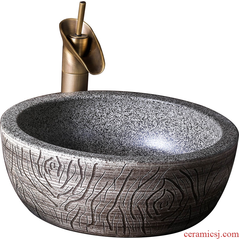 Jingdezhen ceramic sink washing a face new round carving art Chinese style household hotel toilet pool basin that wash a face