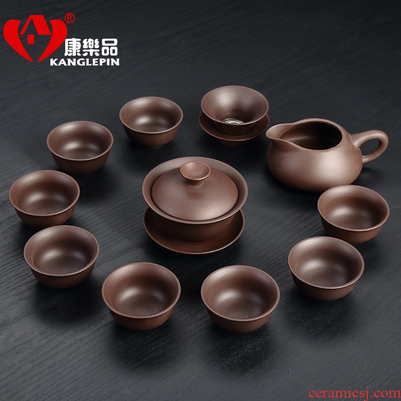 Recreational product office yixing purple sand kung fu tea set the whole teapot to restore ancient ways chinaware small tea cups