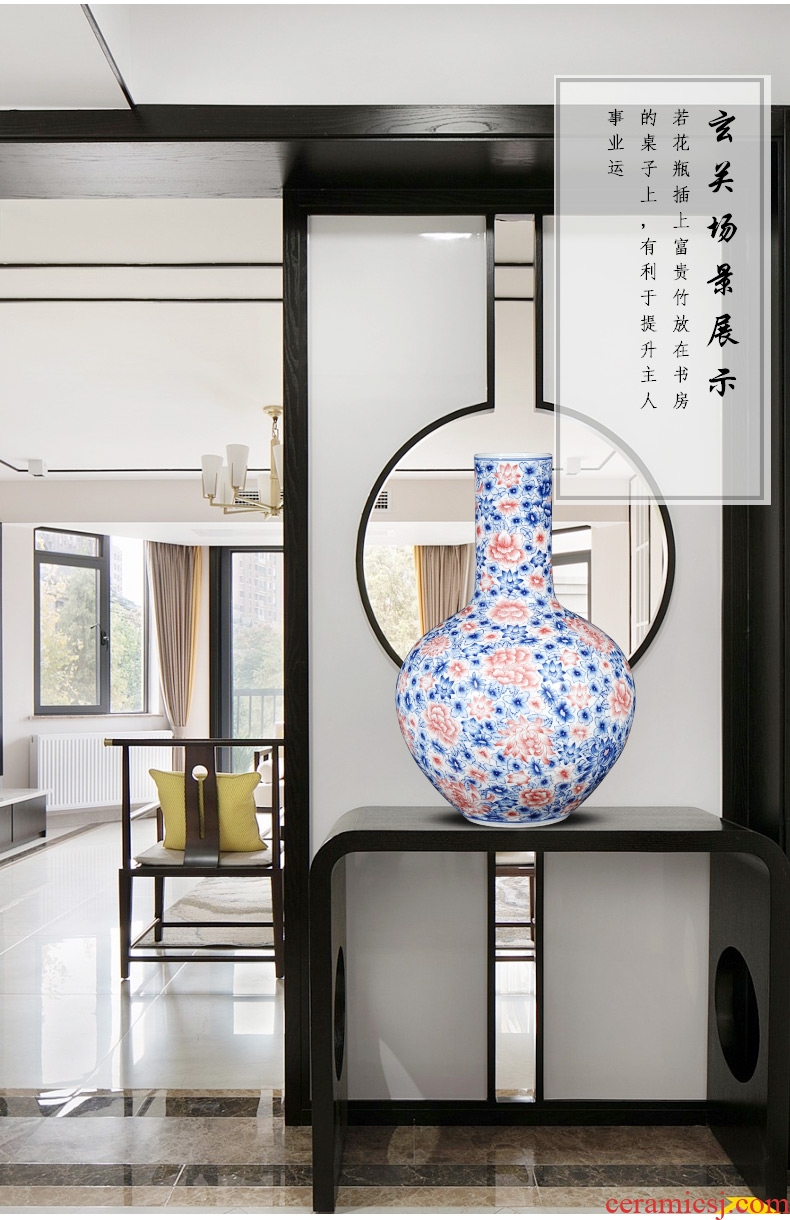 Jingdezhen ceramics imitation qianlong hand-painted Chinese blue and white porcelain vases, flower arrangement sitting room porch decoration furnishing articles