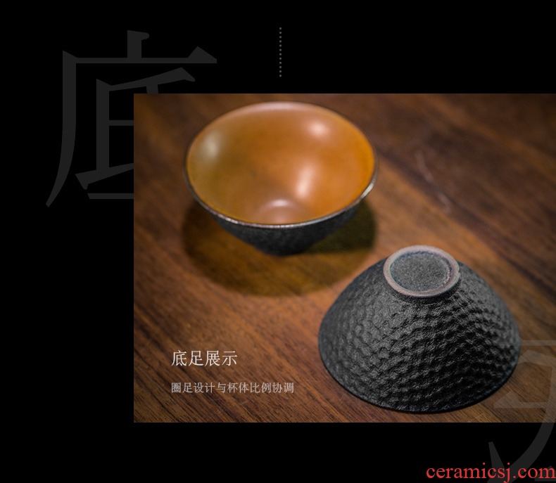 And hall hammer eye grain sample tea cup thick ceramic tea cup ceramic big cup of kung fu tea set hat cup restoring ancient ways