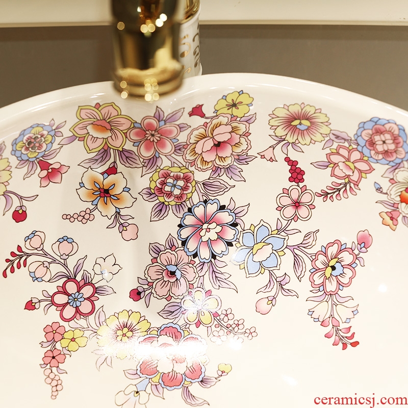 Gold cellnique lavatory jingdezhen ceramic stage basin rounded petals hand plate toilet lavabo art basin