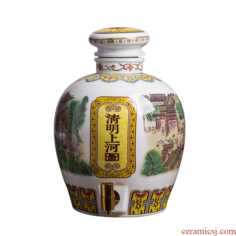 Ceramic wine jar it household of Chinese style liquor pot rice wine 10 jins 20 bubble wine sealed with cover bottle of the ancients