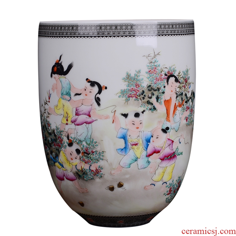 Jingdezhen ceramic household decorative dried flowers flower vase is placed new Chinese style living room porch porcelain arts and crafts