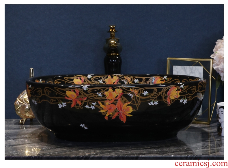 Million birds European stage basin round ceramic household sink art lavatory basin Jin Wen lavabo