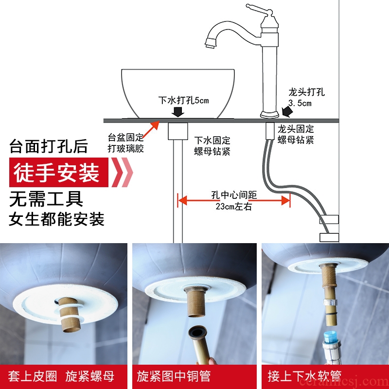 Basin round the sink ceramic art on the stage of household industry wind counters are simple retro basin washing a face plate