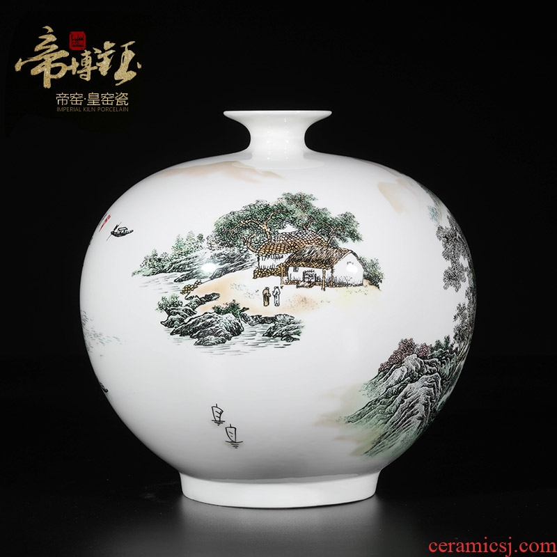 Jingdezhen ceramics master of high-grade hand-painted pastel landscape pomegranate flower vase household decoration crafts are sitting room
