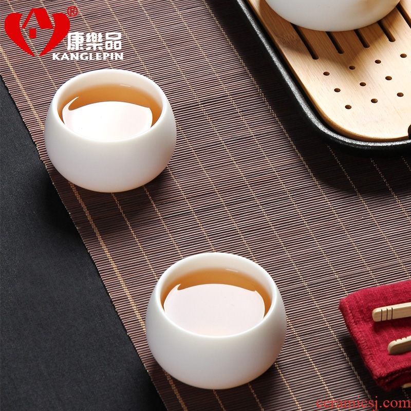 Recreational product dehua porcelain tea set jade ceramic cups kung fu tea master sample tea cup egg cup white porcelain tea set