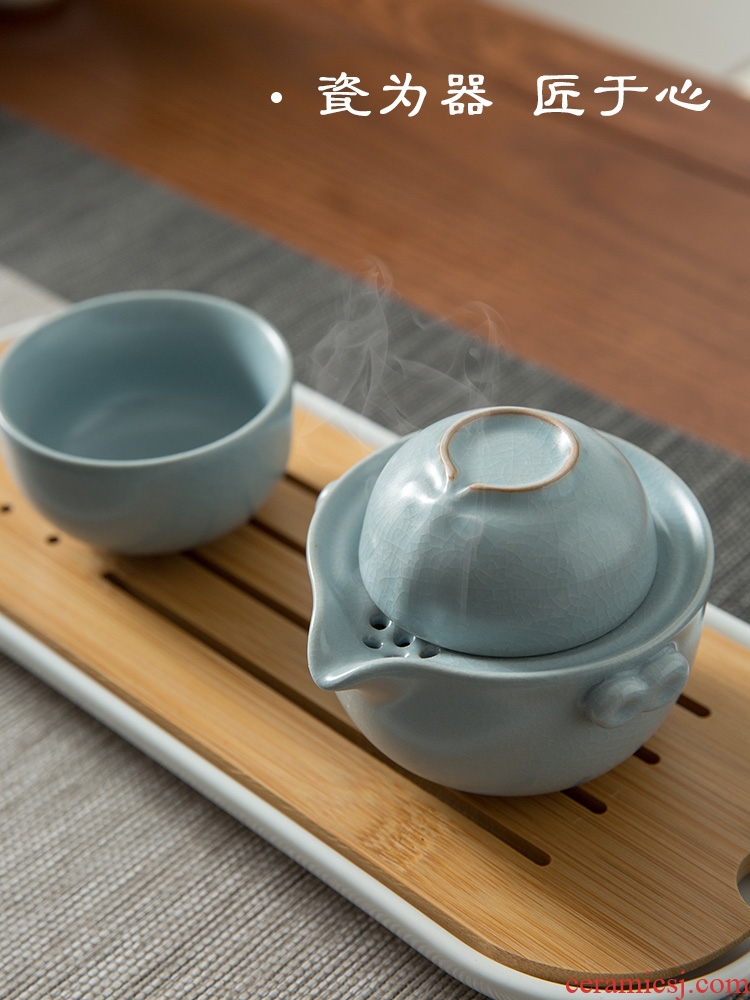 Your kiln crack cup a pot of 2 cup single portable travel hand grasp pot of jingdezhen ceramic kung fu tea set cup