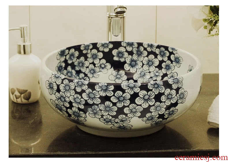 The rain spring basin of jingdezhen ceramic table circular art basin of Chinese style is contracted basin lavabo that defend bath lavatory