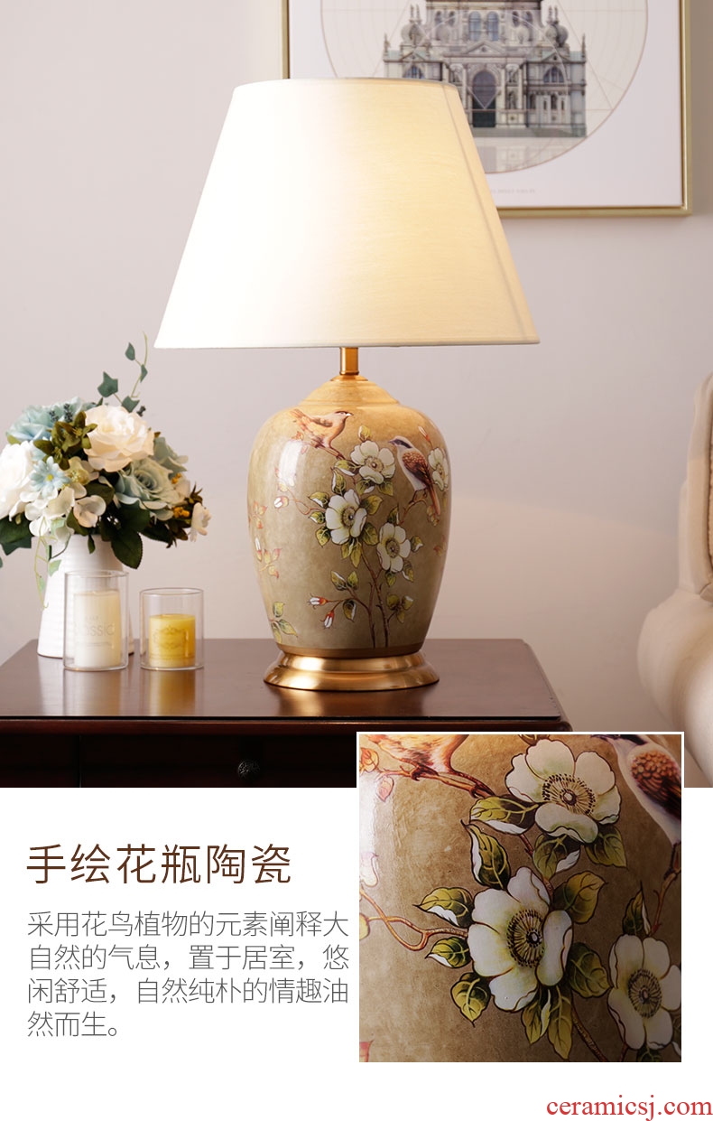 Modern Chinese ceramic desk lamp head of a bed bedroom warmth creative rural living room a study hall decoration lamp