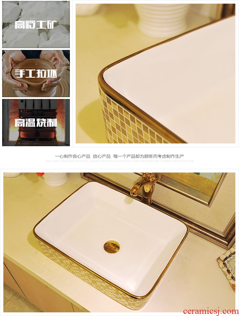 Stage basin more rectangular ceramic art basin lavatory sink basin gold Mosaic home
