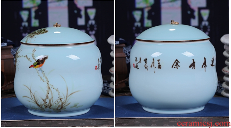 Jingdezhen ceramics hand-painted tea cake box general large puer tea cake tin white tea cake box