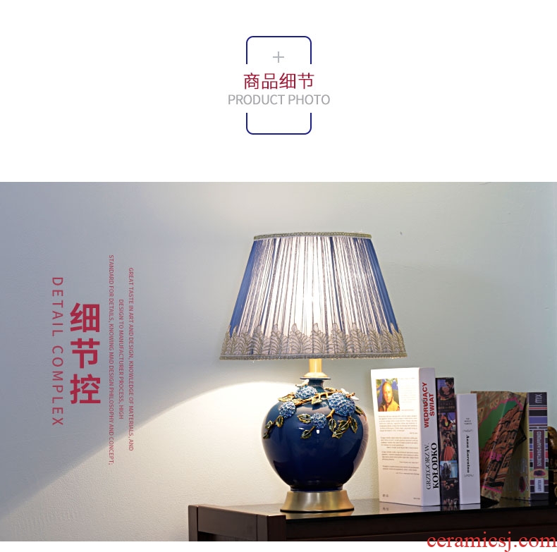 American simple ceramic desk lamp full copper sitting room study continental warm desk lamp of bedroom the head of a bed decorated dimmer remote