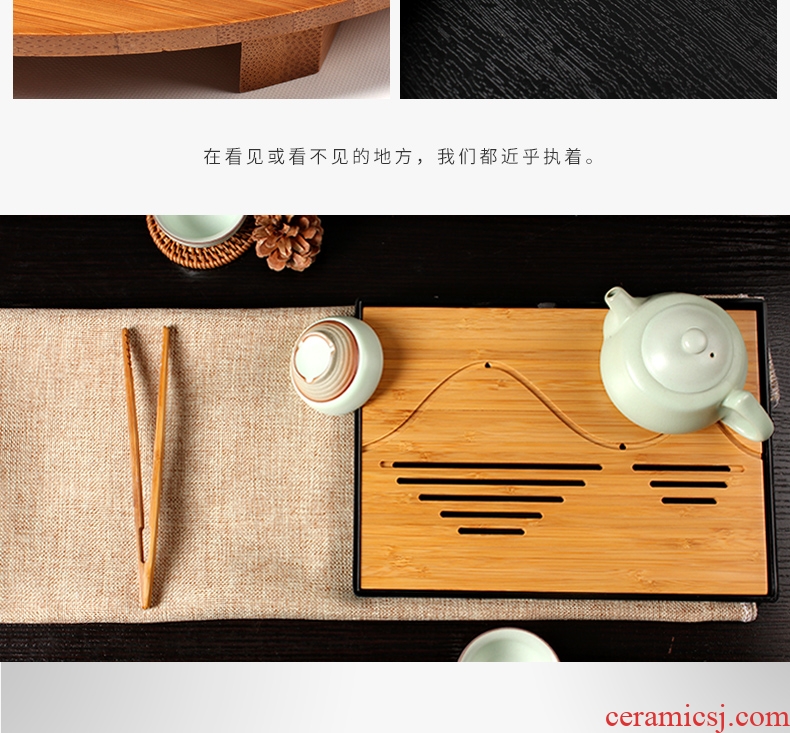 Jade art tea Japanese bamboo melamine dry tea plate imitation ceramic round kung fu tea tray tea sea small tray on sale