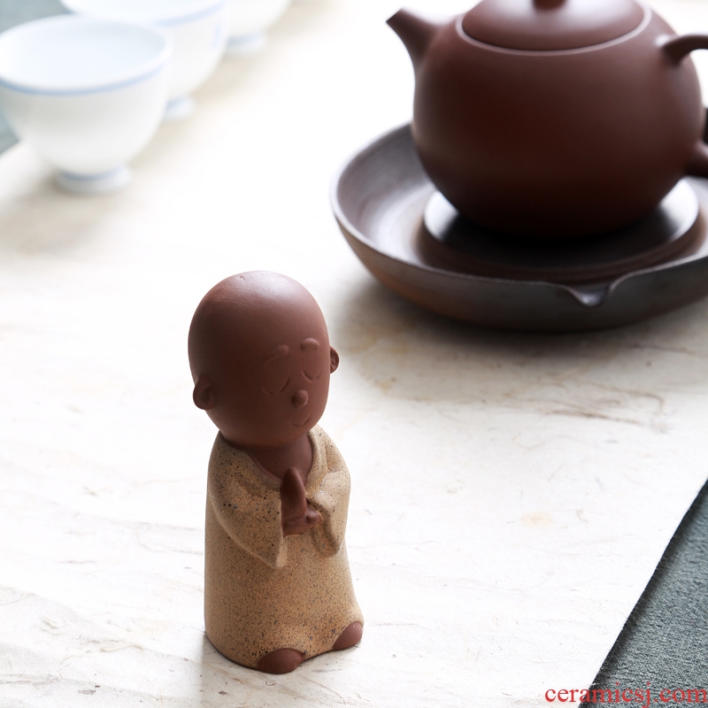 Hong bo acura ceramic tea pet furnishing articles play boutique creative personality three monks tea tea accessories