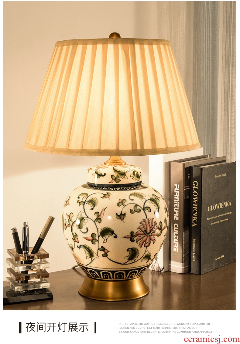 American contracted to calving ceramic desk lamp study lamp of bedroom the head of a bed full of copper sitting room lamp example room remote control desk lamp