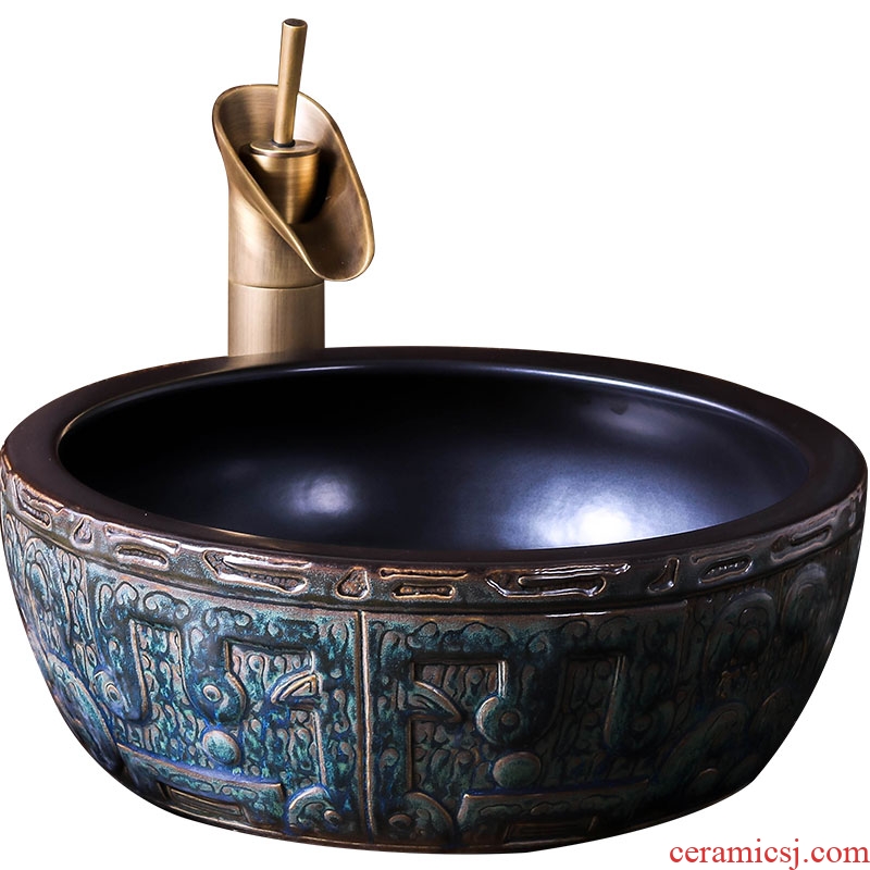 Jingdezhen ceramic circular Chinese character art hotel toilet lavabo bronze plate washing a face basin basin that wash a face