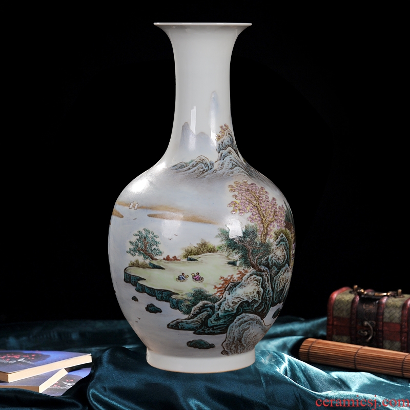 Jingdezhen ceramic vase high-end antique pastel design home decoration process antique collection furnishing articles
