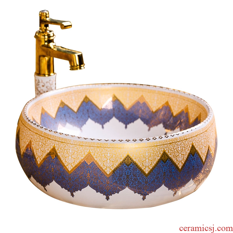 The stage basin round household washing basin bathroom basin creative arts lavatory European American ceramic POTS