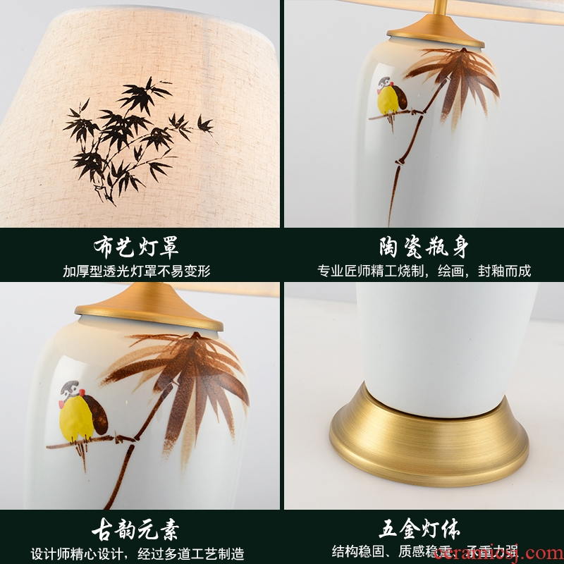 New Chinese style lamp ceramic desk lamp lamp decoration lamp Chinese wind restoring ancient ways of bedroom the head of a bed lamp archaize zen lamp