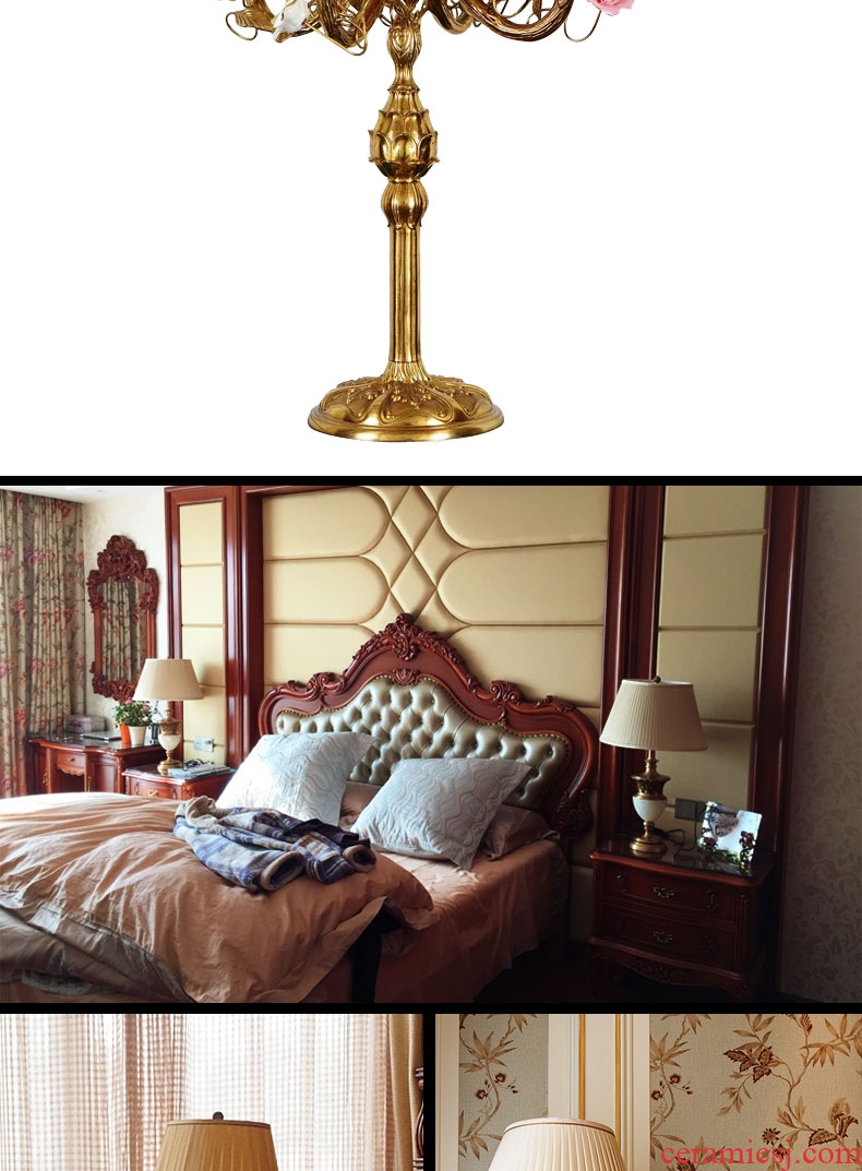 French romance all the desk lamp of bedroom the head of a bed sitting room artical pure copper has retro decoration villa ceramic lamp
