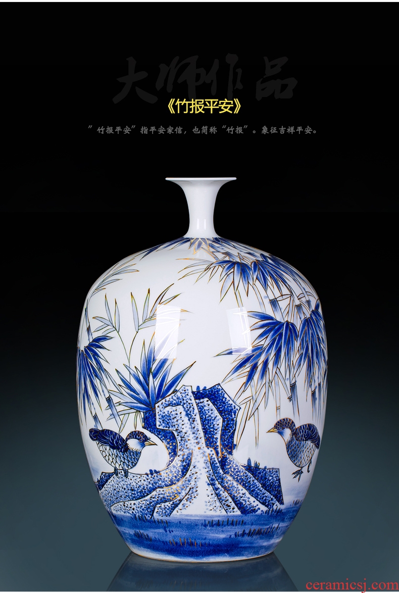 Jingdezhen ceramic paint big vase masters hand draw every year more than furnishing articles Chinese blue and white porcelain is sitting room adornment